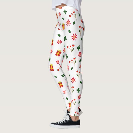 Ultra Soft Christmas Holiday Flower Pattern Gift Leggings (Links)