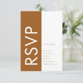 Ultra Terracotta Bold Big Monogram Bronze Wedding RSVP Kaartje (Staand voorkant)