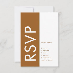 Ultra Terracotta Bold Big Monogram Bronze Wedding RSVP Kaartje