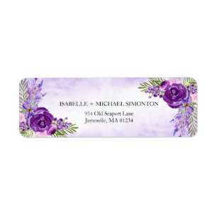 Ultra Viloet Roos Floral Return Address Labels