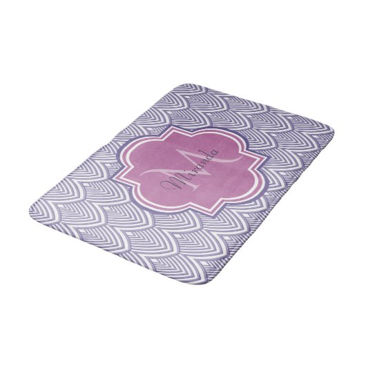 Ultra Violet Arched Scallops Orchid Monogram Naam Badmat (Gekanteld)
