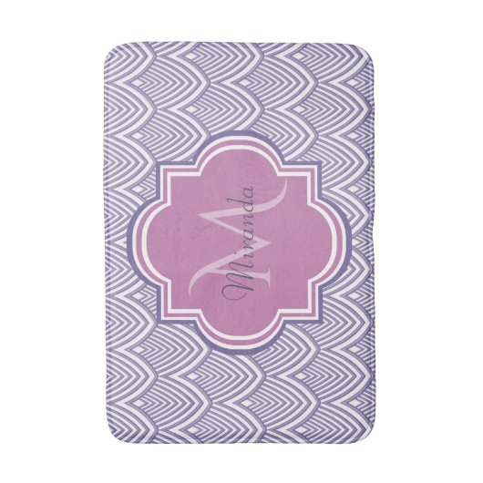 Ultra Violet Arched Scallops Orchid Monogram Naam Badmat (Voorkant Verticaal)
