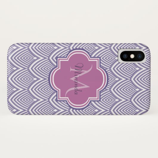 Ultra Violet Arched Scallops Orchid Monogram Naam Case-Mate iPhone Case (Achterkant (horizontaal))