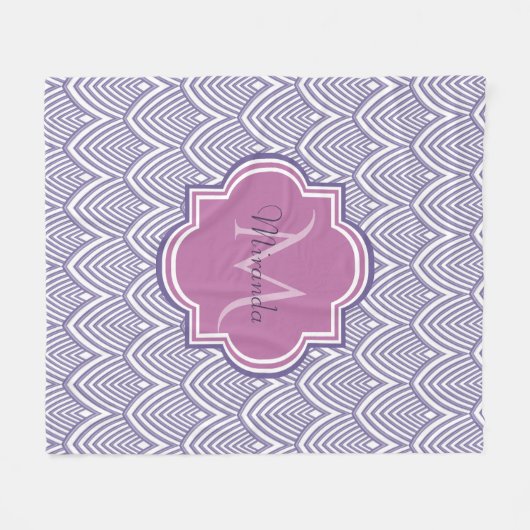 Ultra Violet Arched Scallops Orchid Monogram Naam Fleece Deken (Voorkant (Horizontaal))