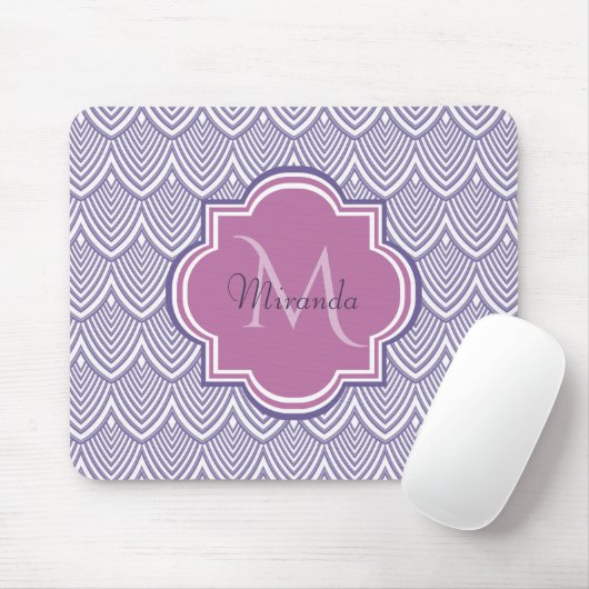 Ultra Violet Arched Scallops Orchid Monogram Naam Muismat (Met muis)