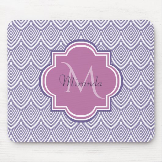 Ultra Violet Arched Scallops Orchid Monogram Naam Muismat (Voorkant)
