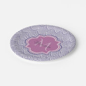 Ultra Violet Arched Scallops Orchid Monogram Naam Papieren Bordje (Gekanteld)