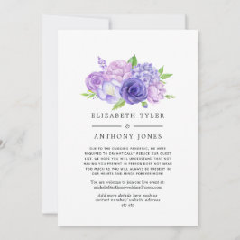 Ultra Violet Bloemen Bruiloft Ingekorte Gastlijst Aankondiging