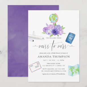 Ultra Violet Bloemen Miss To Mrs Bruiloftsfeest Kaart