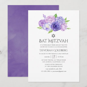 Ultra Violet Bloemrijke Bar Mitzvah Kaart