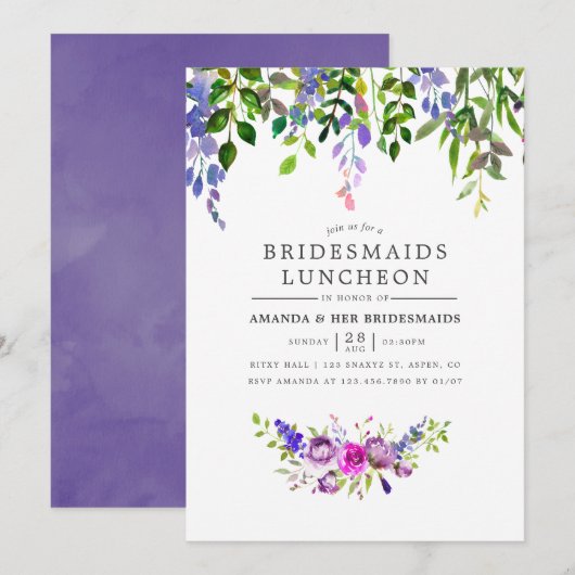 Ultra Violet Bridesmaids Luncheon Uitnodiging (Voorkant / Achterkant)