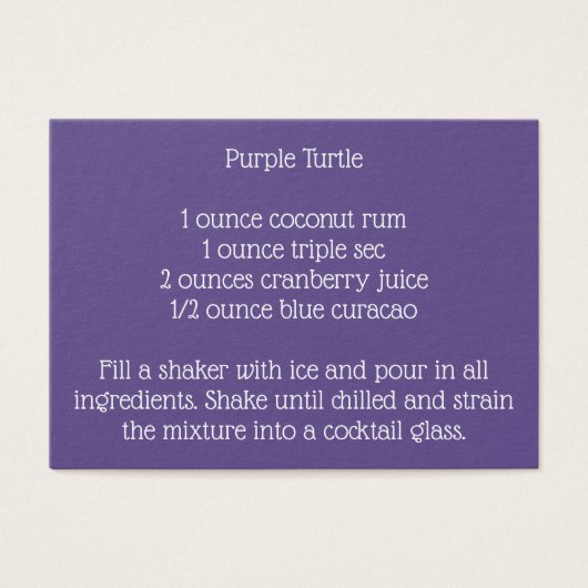 Ultra Violet bruiloft handtekening Drink recept Visitekaartjes (Voorkant)