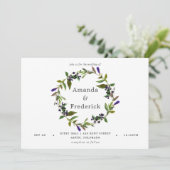 Ultra Violet Bruiloft Waterverf Bloemenuitnodiging Kaart (Staand voorkant)