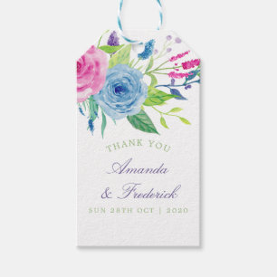 Ultra Violet Color Combo Waterverf Floral Wedding Cadeaulabel