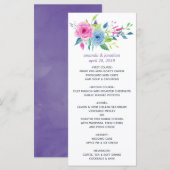Ultra Violet Color Combo Waterverf Floral Wedding Menu (Voorkant / Achterkant)