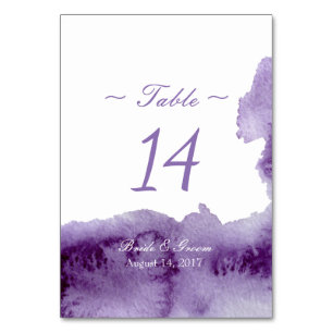 Ultra Violet Elegant Waterverf Table Number Kaart