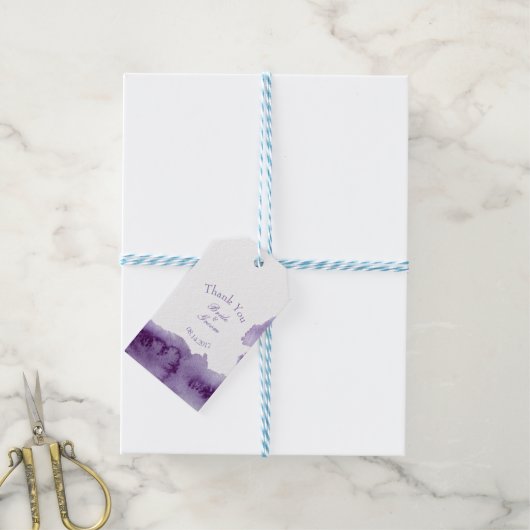 Ultra Violet Elegant Waterverf Weddenschap Harteli Cadeaulabel (Met Touw)
