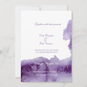Ultra Violet  Elegant Waterverf Wedding Kaart (Voorkant)
