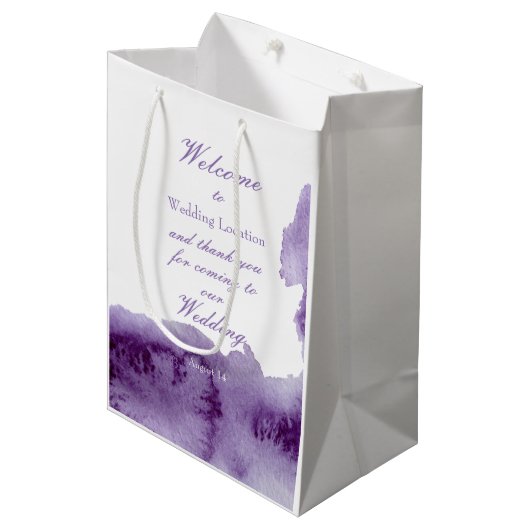 Ultra Violet Elegant Waterverf Wedding Medium Cadeauzakje (Voorkant Gekanteld)