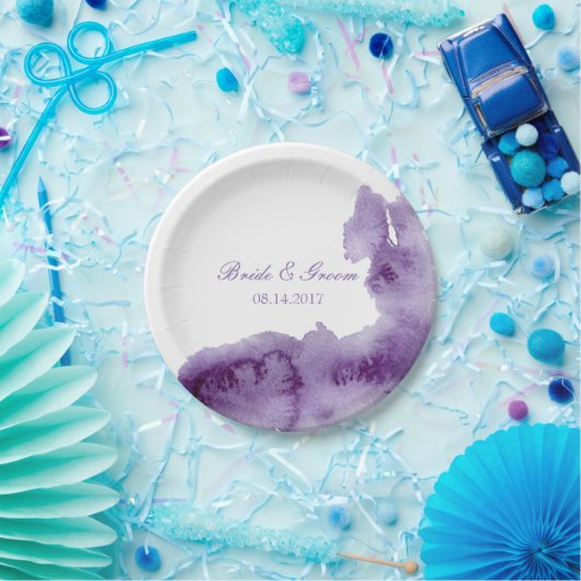 Ultra Violet Elegant Waterverf Wedding Papieren Bordje (Feest)