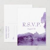 Ultra Violet Elegant Waterverf Wedding RSVP Uitnodiging Briefkaart (Voorkant / Achterkant)