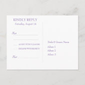 Ultra Violet Elegant Waterverf Wedding RSVP Uitnodiging Briefkaart (Achterkant)