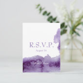 Ultra Violet Elegant Waterverf Wedding RSVP Uitnodiging Briefkaart (Staand voorkant)