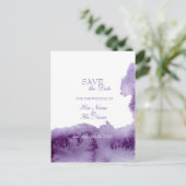 Ultra Violet Elegante Waterverf SAVE de datum Aankondigingskaart (Staand voorkant)