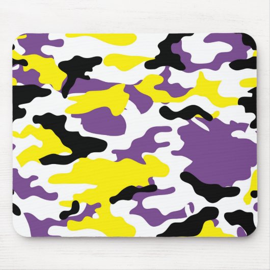 Ultra Violet en Golden Yellow Camo Mousepad Muismat (Voorkant)