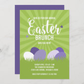 Ultra Violet en Green Easter Brunch Egg Hunt Card Kaart (Voorkant / Achterkant)