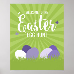 Ultra Violet en Green Easter Egg Hunt Sign-Poster Poster
