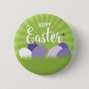 Ultra Violet en Green Happy Easter Button