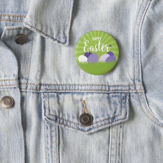 Ultra Violet en Green Happy Easter Button (In situ)