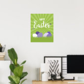 Ultra Violet en Green Happy Easter Sign-Poster Poster (Thuiskantoor)