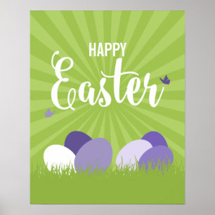 Ultra Violet en Green Happy Easter Sign-Poster Poster