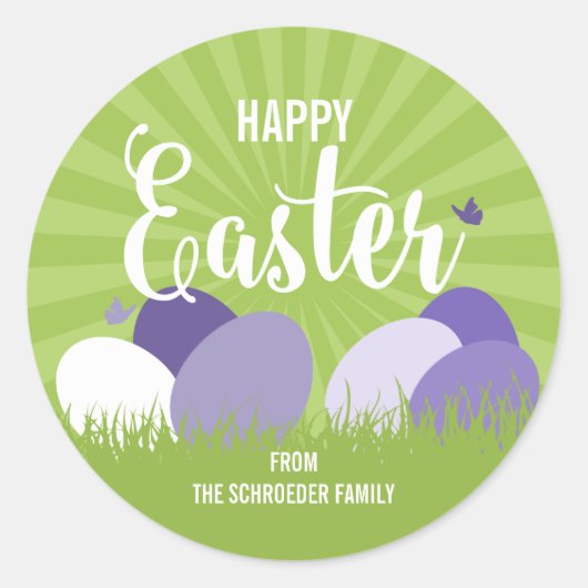 Ultra Violet en Green Happy Easter Sticker (Voorkant)