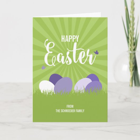 Ultra Violet en Green Happy Easter Wenskaart Feestdagen Kaart (Voorkant)