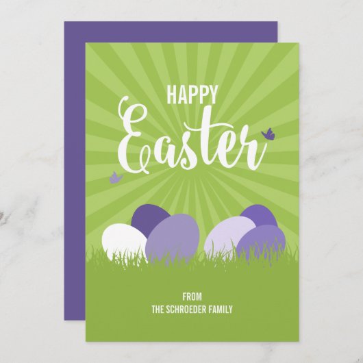 Ultra Violet en Green Happy Paaskaart Feestdagenkaart (Voorkant / Achterkant)