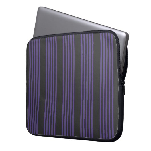 Ultra violet en houtskool met vijf strips laptop sleeve (Voorkant Links)