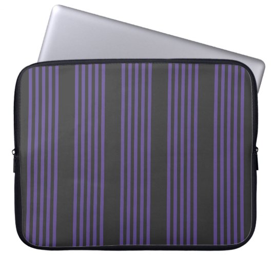 Ultra violet en houtskool met vijf strips laptop sleeve (Voorkant)
