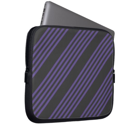 Ultra violet en houtskool met vijf strips laptop sleeve (Voorkant Rechts)