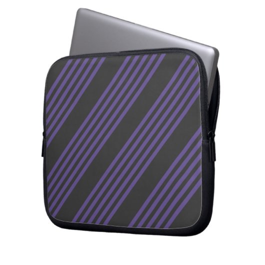 Ultra violet en houtskool met vijf strips laptop sleeve (Voorkant Links)