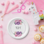 Ultra violet en roze roze rozen pleisterhuwelijk papieren bordje (Feest)