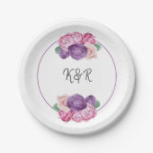 Ultra violet en roze roze rozen pleisterhuwelijk papieren bordje