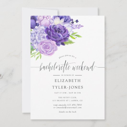 Ultra Violet Floral Bachelorette Weekend Kaart (Voorkant)