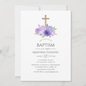 Ultra Violet Floral Baptism of Christening Kaart (Voorkant)