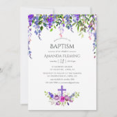 Ultra Violet Floral Baptism of Christening Kaart (Voorkant)