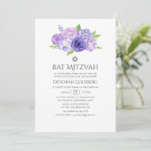 Ultra Violet Floral Bat Mitzvah Kaart (Staand voorkant)