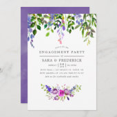 Ultra Violet Floral Engagement Party Uitnodiging (Voorkant / Achterkant)