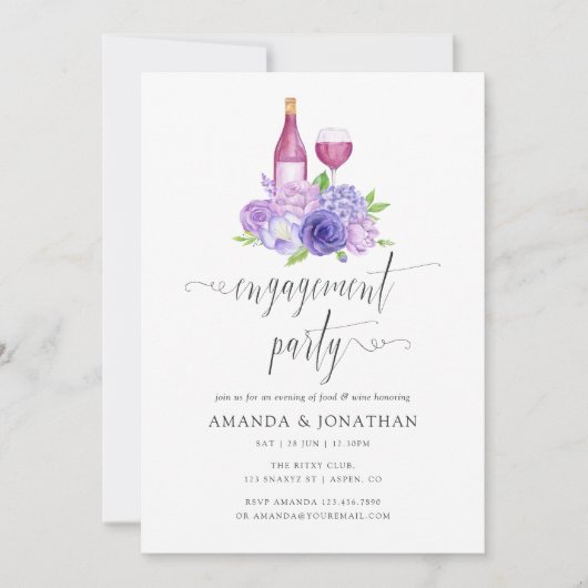 Ultra Violet Floral Engagement Party - Wijntest Kaart (Voorkant)
